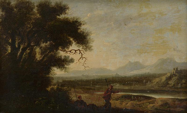 Holandský maliar z 18. storočia – Pastieri v krajine so zrúcaninou 