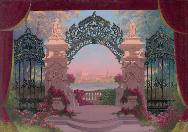 Gustáv Wintersteiner – Návrh na maľbu železnej opony Mestského divadla  s pohľadom na Bratislavu 