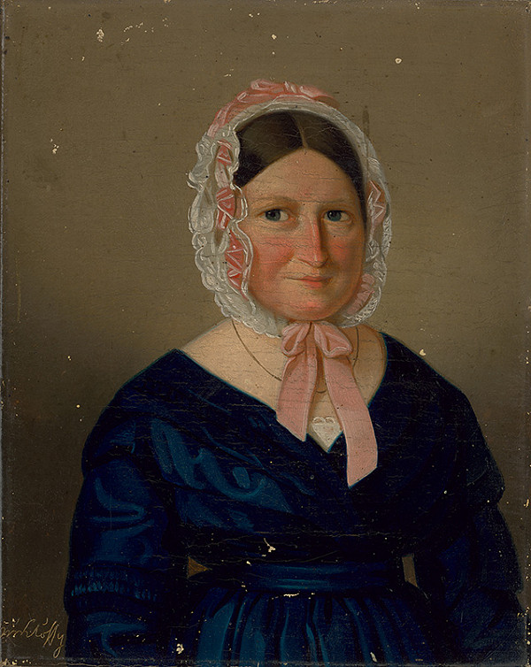 Stredoeurópsky autor z polovice 19. storočia – Portrét starej dámy v bielom čepci 