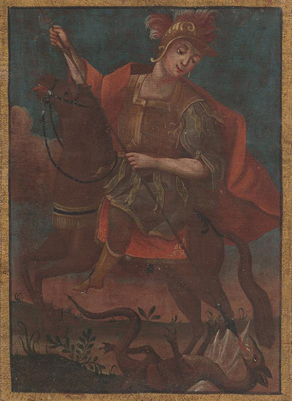 Stredoeurópsky maliar z 1. polovice 18. storočia – Archanjel Michal poráža diabla, Svätý Juraj zabíja draka 