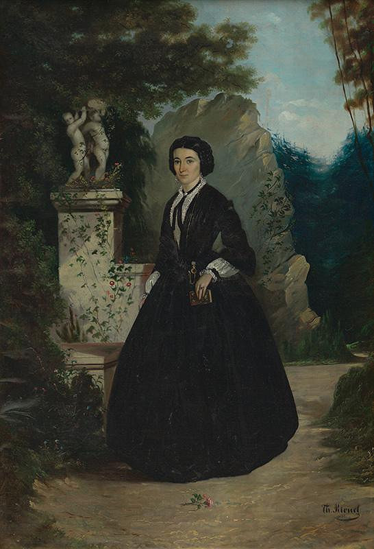 Th. Kienel – Portrét dámy v záhrade 