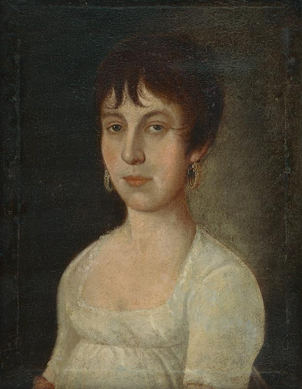 Stredoeurópsky autor zo začiatku 19. storočia – Portrét ženy v bielych šatách 