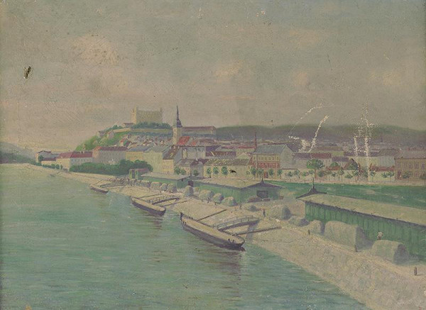 Stredoeurópsky maliar z 1. štvrtiny 20. storočia, P.L. Monogramista – Pohľad na Bratislavu od Dunaja 