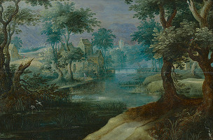 Jan Brueghel st. – Krajina s riekou a mostíkom 