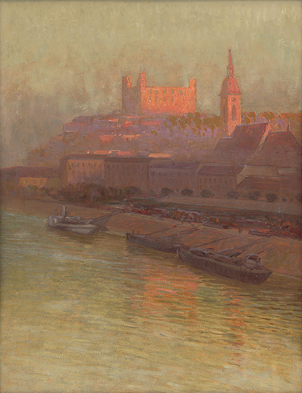 Slovenský maliar zo začiatku 20. storočia – Nábrežie Dunaja s Bratislavským hradom 