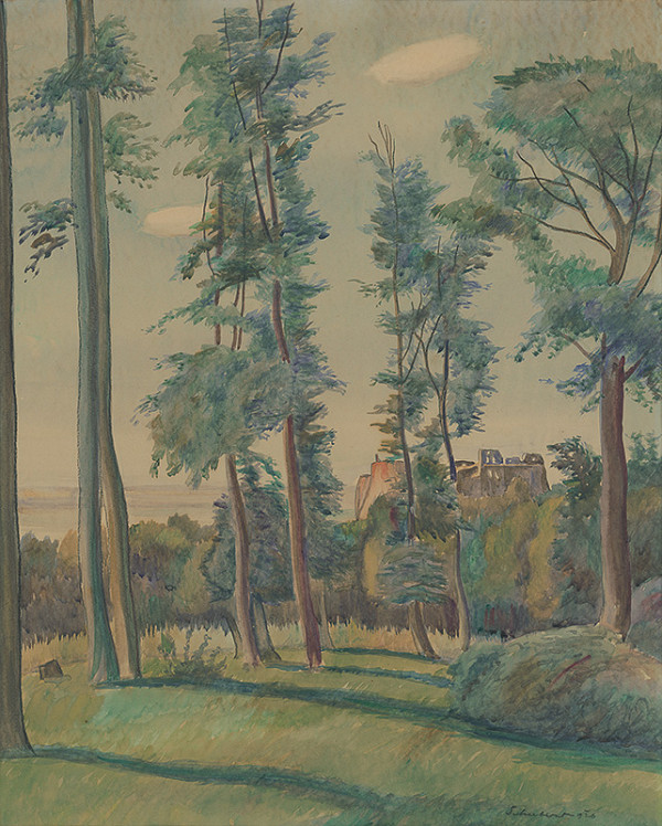 Július Schubert – Les - krajina so zrúcaninou 