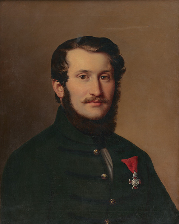 Stredoeurópsky maliar z 1. polovice 19. storočia – Portrét muža s civilným rádom - zlatým záslužným krížom s korunou Františka Jozefa 