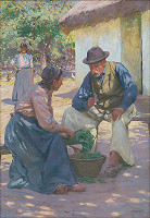 István Mérö – Dedinčania pred domom 