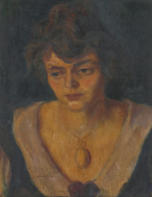 Stredoeurópsky maliar z 1. polovice 20. storočia – Portrét dámy s medailónom 