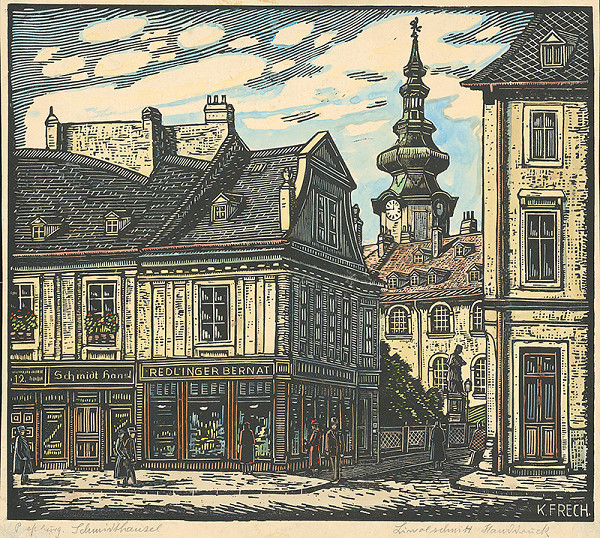 Karol Frech – Schmidt-Hanslov dom – vináreň, zbúraný v roku 1929, na jeho mieste postavili obchodný dom Baťa 