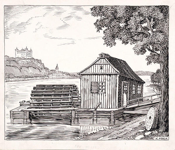 Karol Frech – Vodný mlyn na Dunaji pri Bratislave 