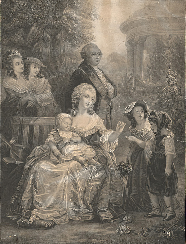 Nemecký grafik z 19. storočia – Rodinná idyla 