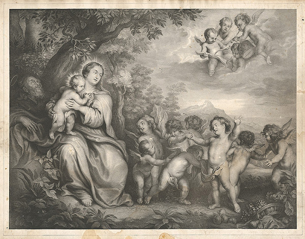 Stredoeurópsky grafik z 19. storočia – Svätá rodina a anjeli 