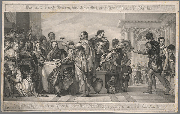 Stredoeurópsky grafik z 19. storočia – Ježiš v Káni Galilejskej 