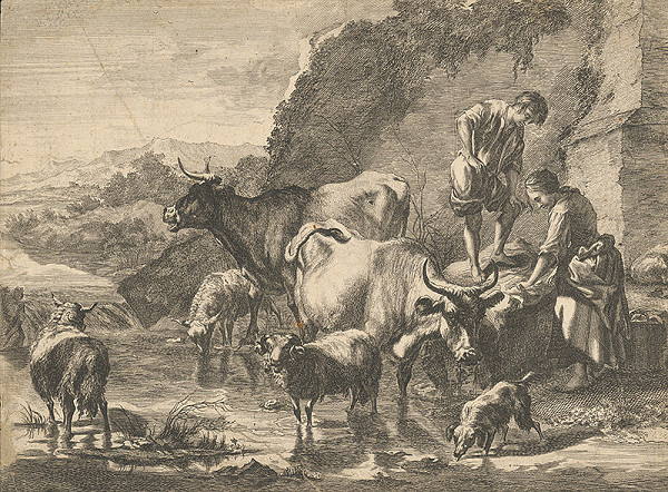 Stredoeurópsky grafik z prelomu 17. a začiatku 18. storočia – Napájanie statku 