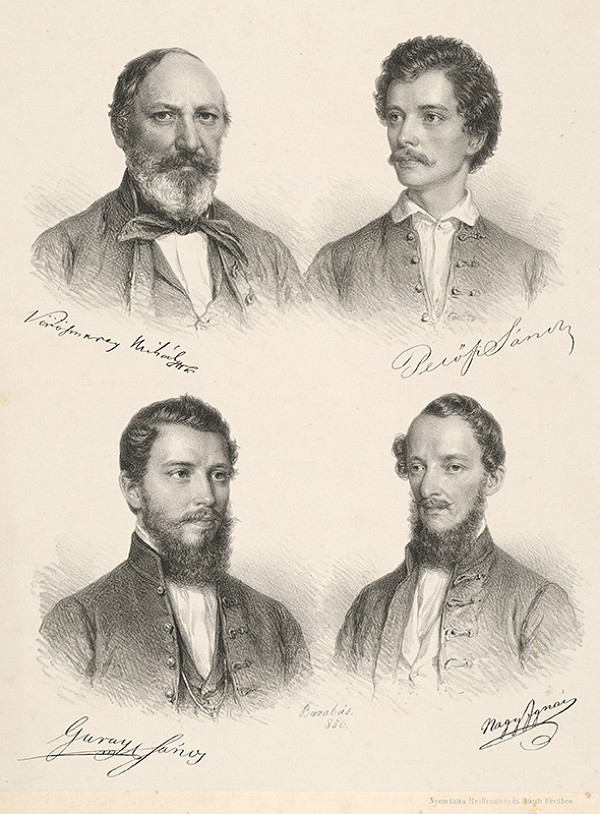 Miklós Barabás – Štvorportrét: Vörösmarty, Petöfi, Garay, Nagy 