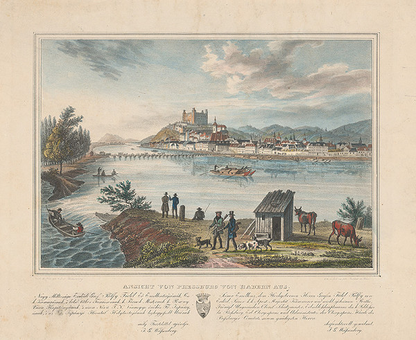 Ignaz Josef Weissenberg – Pohľad na Bratislavu z juhovýchodu (z dnešného Ovsišťa) 