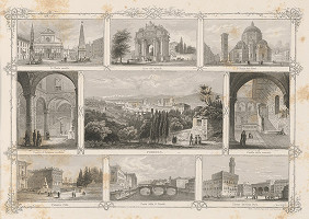Stredoeurópsky grafik z 19. storočia – Významné budovy vo Florencii 