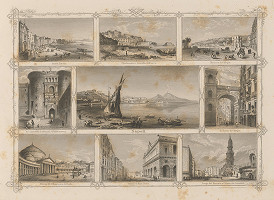 Stredoeurópsky grafik z 19. storočia – Významné budovy v Neapoli 