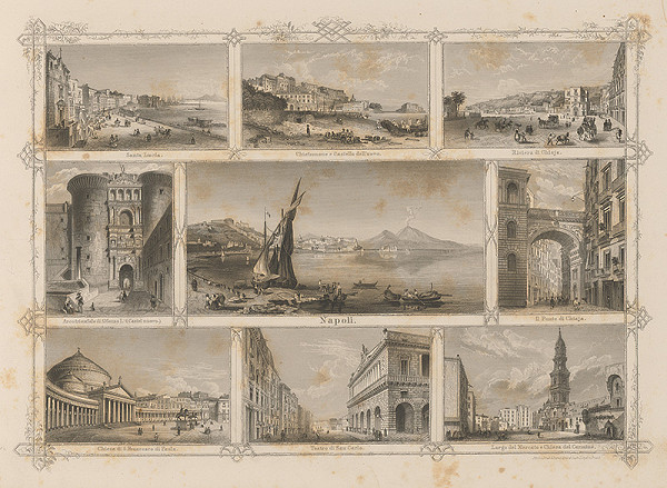 Stredoeurópsky grafik z 19. storočia – Významné budovy v Neapoli 