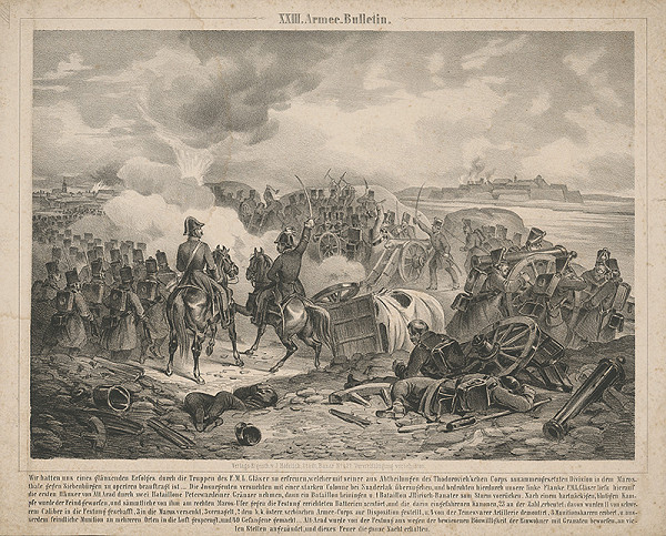 Stredoeurópsky grafik z 19. storočia – Bojová scéna z r.1848 