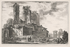Giovanni Battista Piranesi – Pohľad na mesto pred kastellom časti Aqua Julia v Ríme 