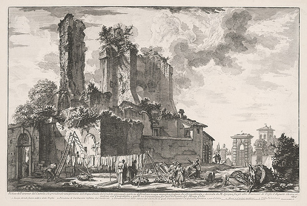 Giovanni Battista Piranesi – Pohľad na mesto pred kastellom časti Aqua Julia v Ríme 