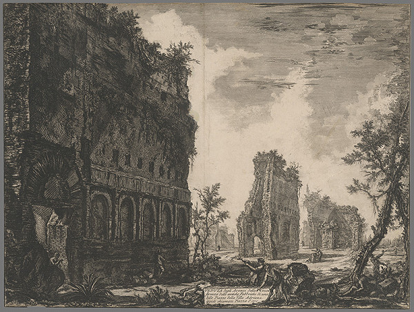 Giovanni Battista Piranesi – Pohľad na námestie Villa Adriana pri Piazza d´Oro 
