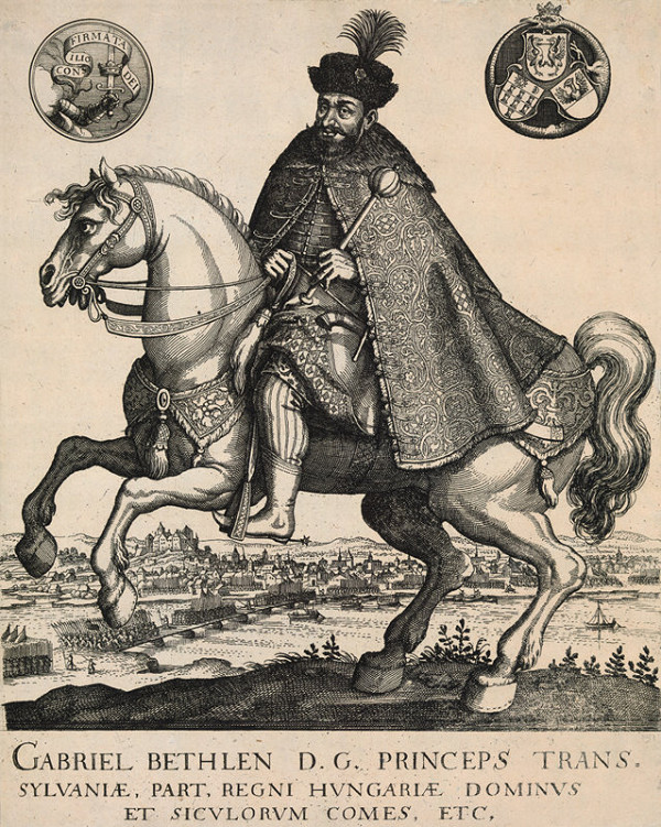 Aegidius Sadeler II., Matthäus Merian st. – Jazdecký portrét Gabriela Bethlena pri Bratislave 