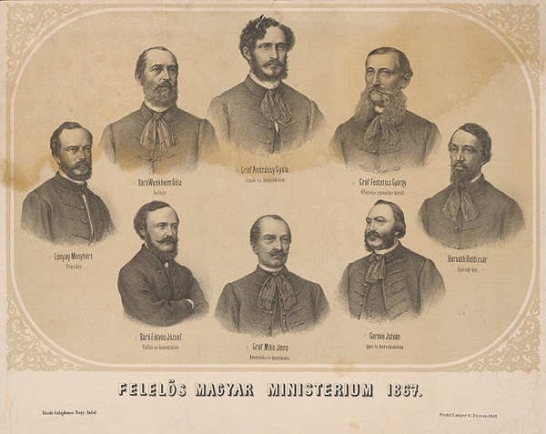 Maďarský grafik z 19. storočia – Portréty maďarských ministrov 