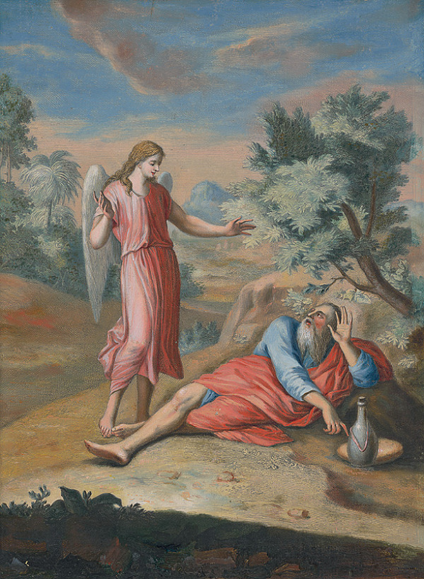 Caspar Luyken, Christoph Weigel st. – Anjel prináša pecník a krčah vody prorokovi Eliášovi na púšti 