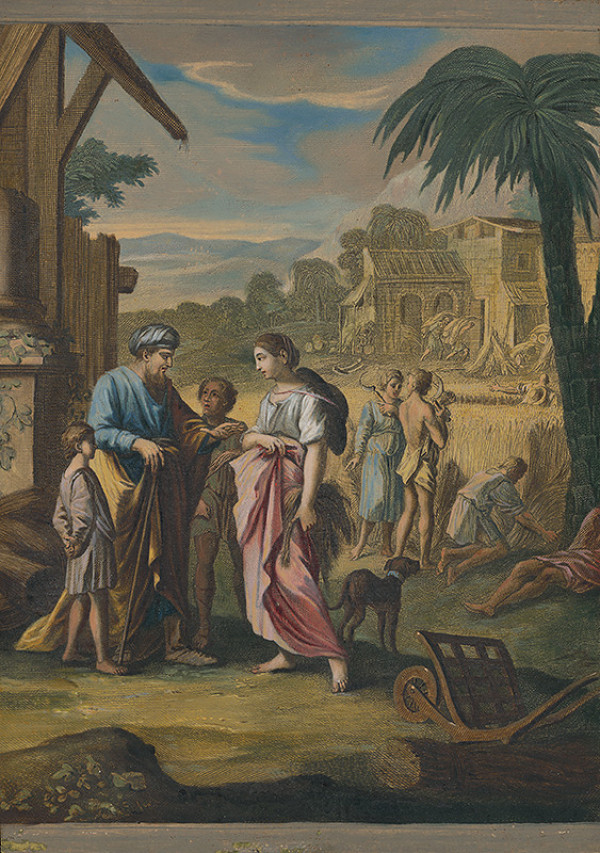 Caspar Luyken – Ruth stretáva Boaza v poli s obilím 