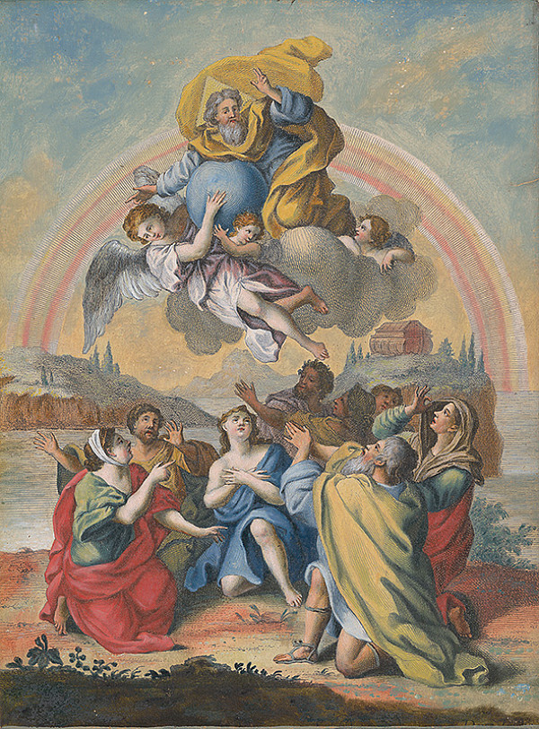 Stredoeurópsky maliar zo 17. storočia – Po potope sa zjavuje Boh Noemovej rodine 