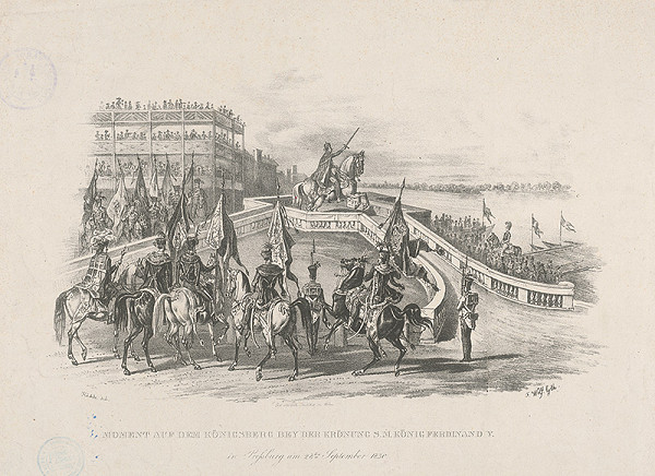 Johann Nepomuk Höchle, František Wolf – Ferdinand V. na korunovačnom vŕšku v Bratislave 