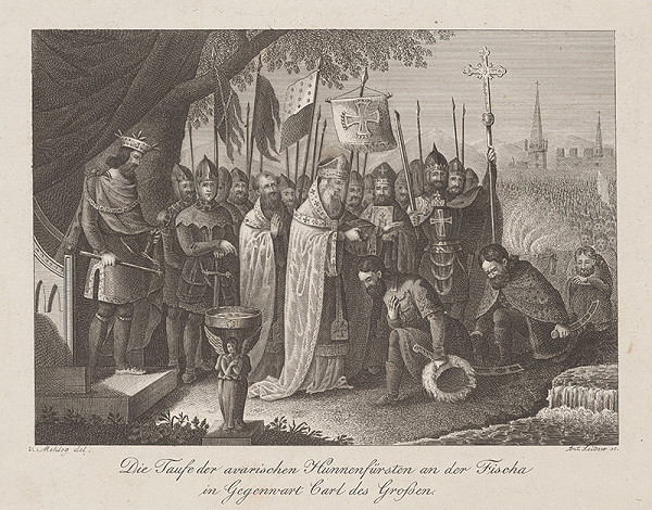 Anton Leitner, Mehleg – Krst avarského vodcu Húnov na rieke Fisch v prítomnosti Karola Veľkého 