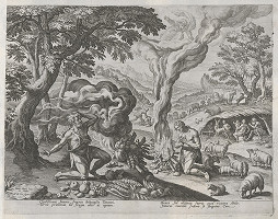 Maarten de Vos st., Jan Sadeler I. – Obety Kaina a Ábela (6) 