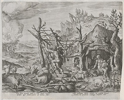 Maarten de Vos st., Jan Sadeler I. – Kain, jeho žena a syn Henoch (7) 