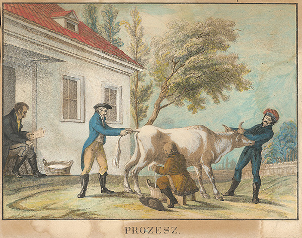 Stredoeurópsky maliar z 1. polovice 19. storočia – Dojenie kravy 