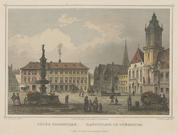 Joseph Maximilian Kolb, Ludwig Rohbock – Pohľad na Hlavné námestie a kostol jezuitov v Bratislave 