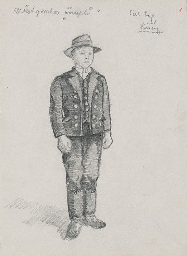 Maďarský grafik z 20. storočia – Chlapec v kroji 