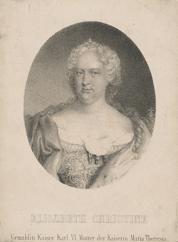 Stredoeurópsky grafik z 18. storočia – Portrét Alžbety Kristíny von Braunschweig-Wolfenbüttel (1691 - 1750) 