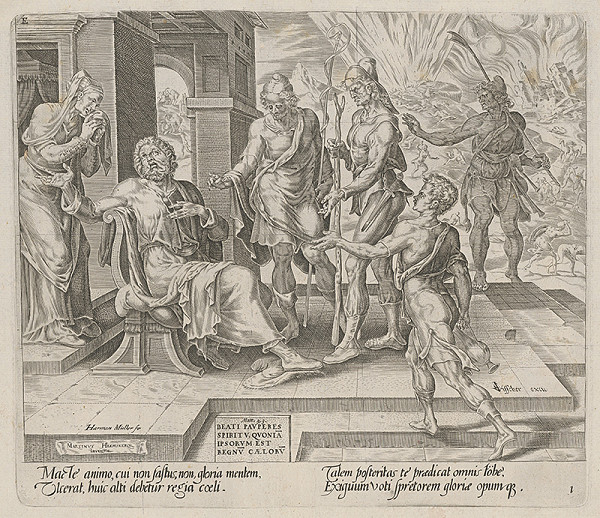 Harmen Jansz Muller, Maerten van Heemskerck – Blahoslavení chudobní v duchu, lebo ich je nebeské kráľovstvo. Jób prijíma zvesti o svojom nešťastí (1) 