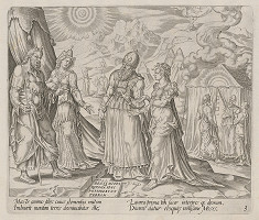 Harmen Jansz Muller, Maerten van Heemskerck – Blahoslavení krotkí, lebo oni dedičmi zeme budú. Rozhovor Miriam, Aarona a Mojžíša. (3) 