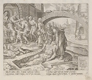 Harmen Jansz Muller, Maerten van Heemskerck – Blahoslavení milosrdní, lebo oni dosiahnu milosrdenstvo. Tobi pochováva mŕtvych, sýti hladných (5) 