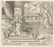 Maerten van Heemskerck, Harmen Jansz Muller, Claes Jansz. Visscher – Blahoslavení čistého srdca, lebo oni uvidia Boha. Zvestovanie Panne Márii (6) 