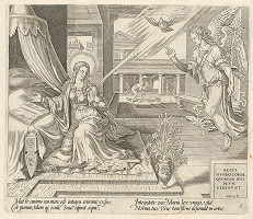 Maerten van Heemskerck, Harmen Jansz Muller, Claes Jansz. Visscher – Blahoslavení čistého srdca, lebo oni uvidia Boha. Zvestovanie Panne Márii (6) 