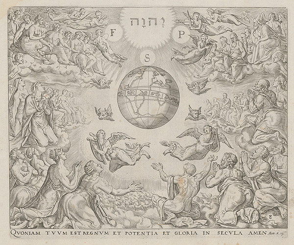 Maerten van Heemskerck, Neznámy rytec, Claes Jansz. Visscher – Štyria evanjelisti. Lebo tvoje je kráľovstvo, i moc, i sláva na veky, Amen. (8) 