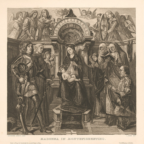 Ludwig Kühn, Giovanni Santi, Eduard Büchel – Madonna so svätcami a donátorom 