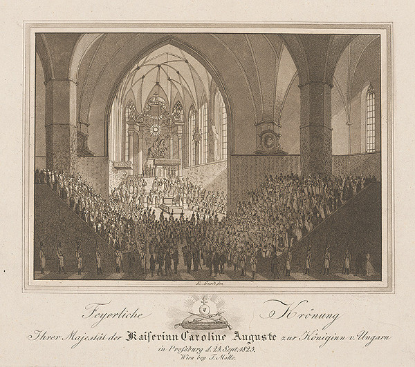 Eduard Gurk – Korunovácia Karolíny Augusty v dóme sv. Martina v Bratislave 