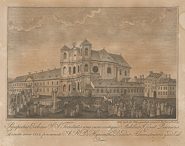 János Berken – Uhoľný trh (dnes Župné námestie) s kostolom sv. Jána z Mathy v Bratislave 